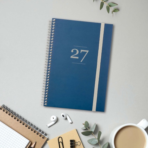 Weekly planner A5 2027 spiral bound, Finocam Fashion, blue
