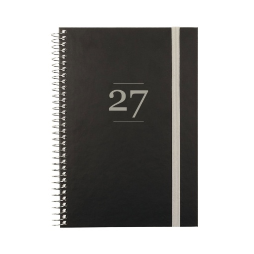 Weekly planner A5 2027 spiral bound, Finocam Fashion, black