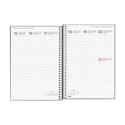 Weekly planner A5 2027 spiral bound, Finocam Fashion, black