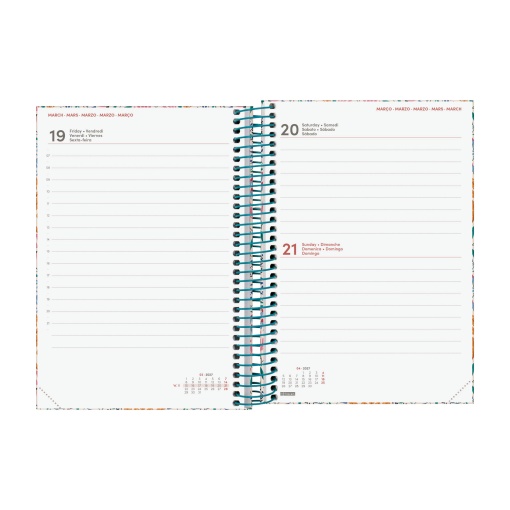 A5 2027 Spiral-Bound Daily Planner, Finocam Fashion, Spike