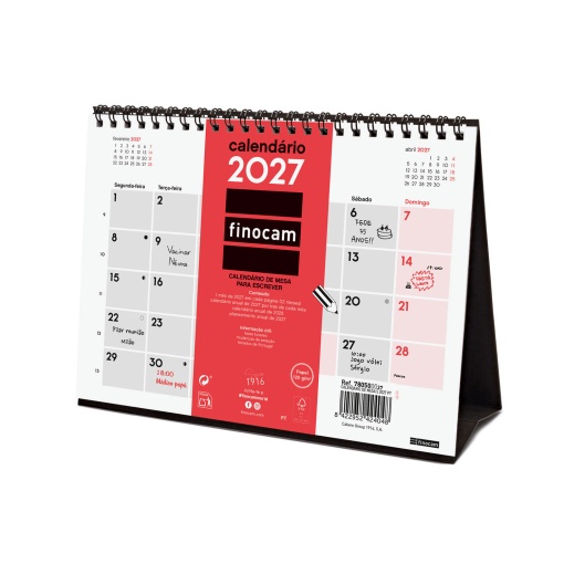 2027 desk calendar, Finocam brand, 21x15cm.