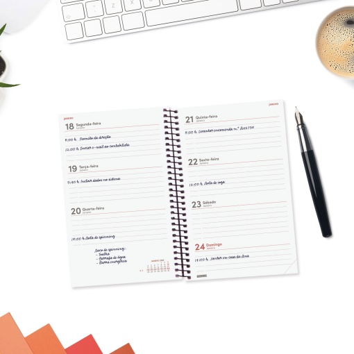 Weekly planner, 117x181mm, 2027, spiral bound, Finocam Beta, black.