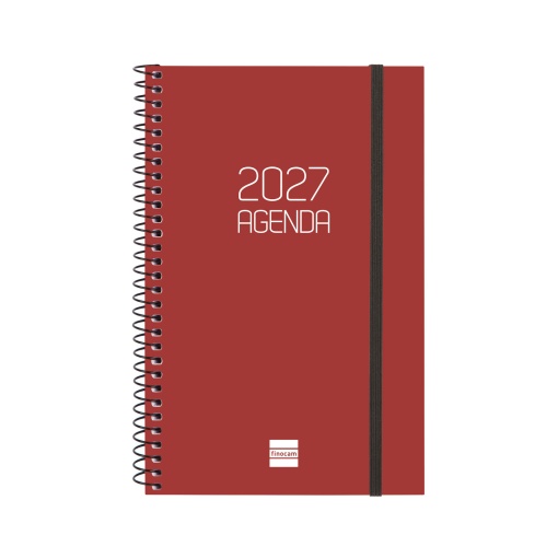 Weekly planner, 117x181mm, 2027, spiral bound, Finocam Beta, red.