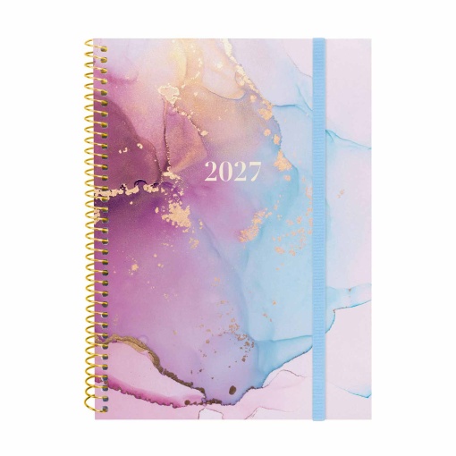 A5 2027 weekly planner, spiral bound, Finocam Beta Goldy