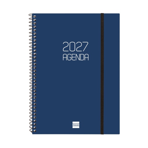 A5 2027 weekly planner, spiral bound, Finocam Beta blue