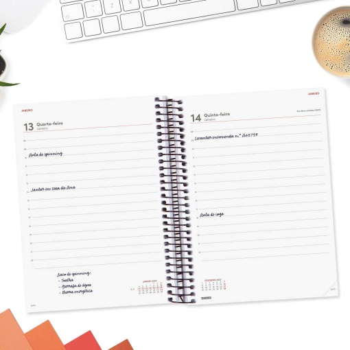 Agenda diária A5 2027 espiral finocam Beta azul