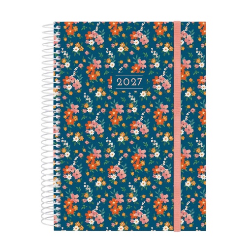 Agenda diária A5 2027 espiral finocam Beta Flora