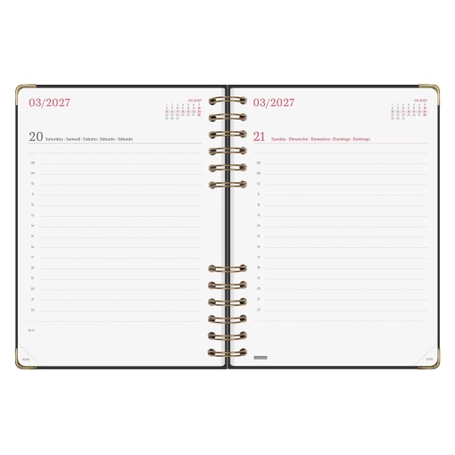 A5 2027 spiral-bound daily planner, Finocam Alma black