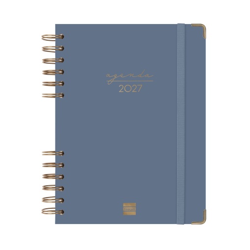 A5 2027 spiral-bound daily planner, Finocam Alma Azul