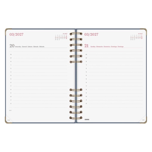 A5 2027 spiral-bound daily planner, Finocam Alma Azul