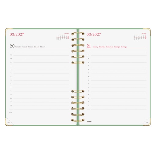 A5 2027 spiral-bound daily planner, Finocam Alma Verde