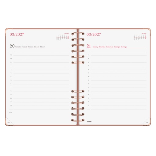 A5 2027 spiral-bound daily planner, Finocam Alma Rosa