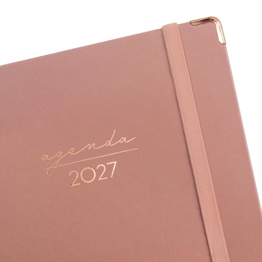 A5 2027 spiral-bound daily planner, Finocam Alma Rosa