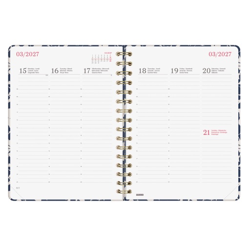 Weekly planner A5 2027 spiral bound Finocam You Cotton