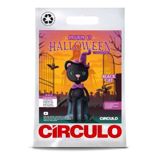 Amigurumi circle crochet kit Halloween Collection Black Cat