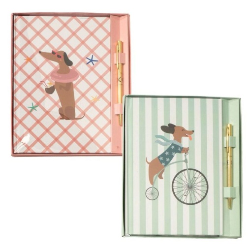 A5 notebook + Teckel brand ballpoint pen (assorted)