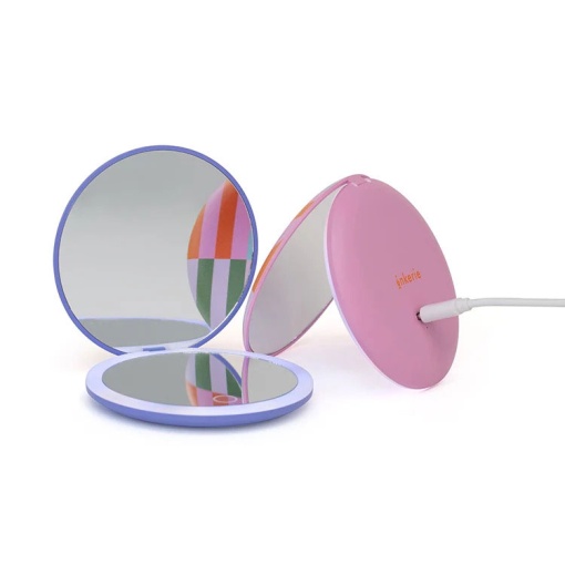 Kikkerland Inkerie pocket mirror with light, assorted blister pack.