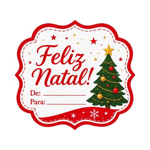 Adhesive labels in a roll for "Merry Christmas" with die-cut frame (200 units) Jolumo