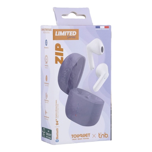 TNB Zip 2 5.3 Bluetooth Headphones with Purple Charging Case