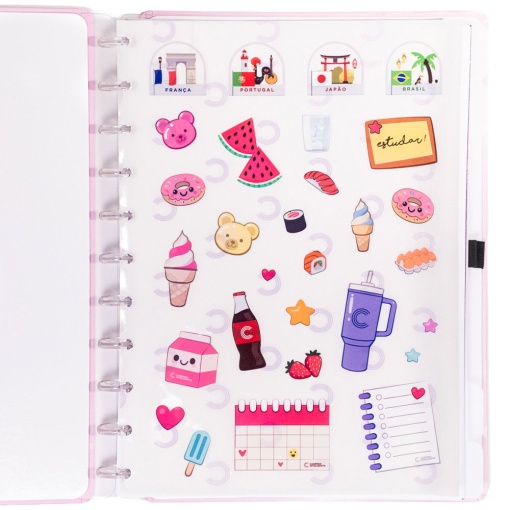Caderno Inteligente grande (215x280mm) pautado Fun Universe Pink Cooler