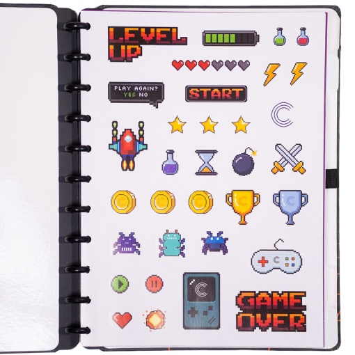 Caderno Inteligente grande (215x280mm) pautado Fun Universe Level Up