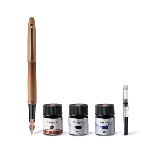 Sheaffer VFM Coffee Edition F Fountain Pen + 3 Ink Cartridges G942843-15