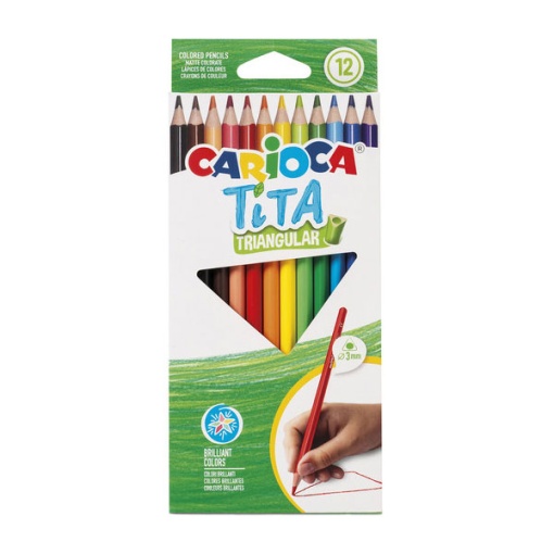 Carioca Tita triangular colored pencils, box of 12.