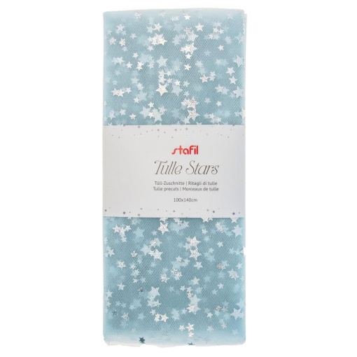 Tule com estrelas Stafil 1x1,40m azul