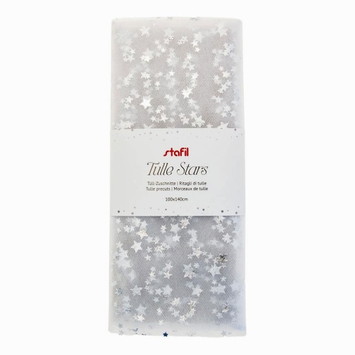 Tule com estrelas Stafil 1x1,40m branco