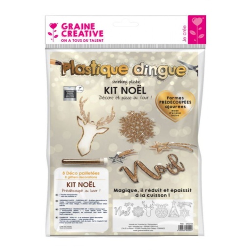 Plástico mágico Graine Creative 200x260mm Natal com glitter blister