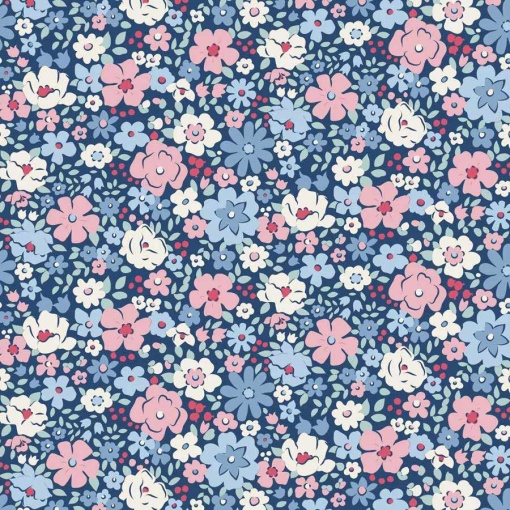Tecido Tilda Village Life Esther Blue 1x1,10m 100699