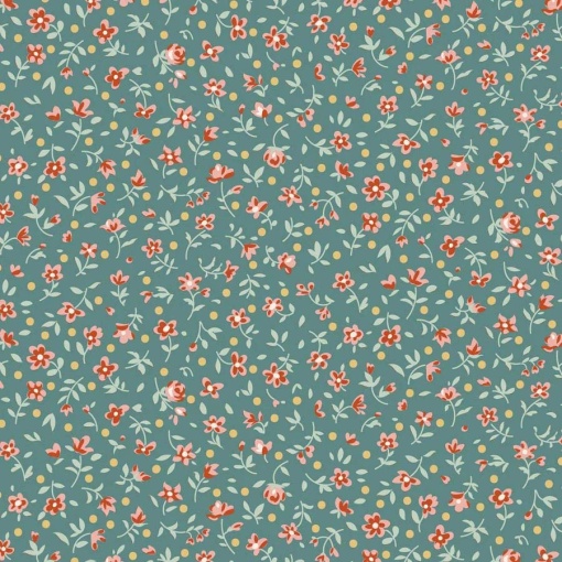 Tecido Tilda Village Life Mae Teal 1x1,10m 110178