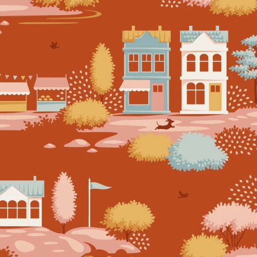 Tecido Tilda Village Life Village Rust 1x1,10m 110179
