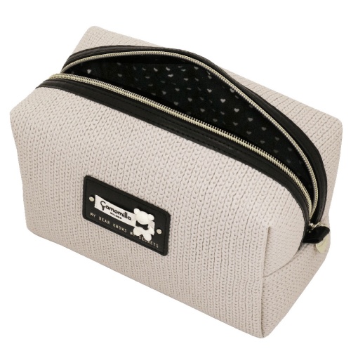 Necessaire Camomilla Coccola & Cuore bege 13x21x10cm