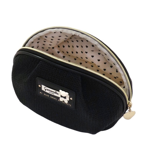 Necessaire Camomilla Coccola & Cuore preto 14x25x9cm