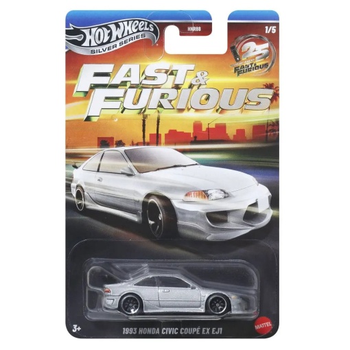 Hot Wheels Silver Series Fast & Furious 25 anos 1993 Honda Civic Coupe EX EJ1 Mattel HNR88/JKX20