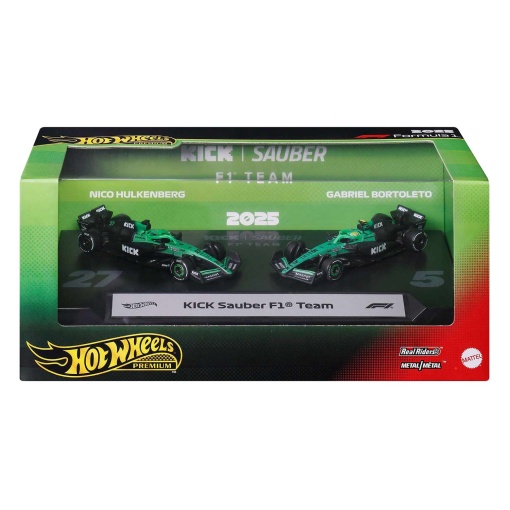 Hot Wheels Premium Fórmula 1 2025 pack 2 carros Kick Sauber F1 Team Mattel JMM89/JMM92-LA10