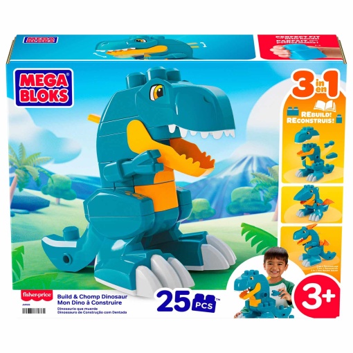 Mega Bloks 25 peças dinossauro de construção com dentada 3 em 1 Mattel JMK85