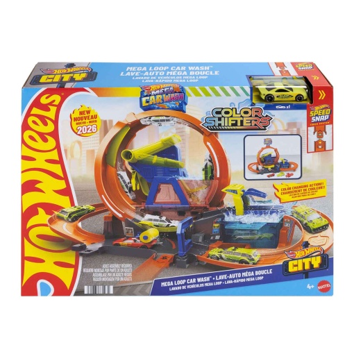 Hot Wheels City Mega Looping Car Wash Track Mattel JHL97