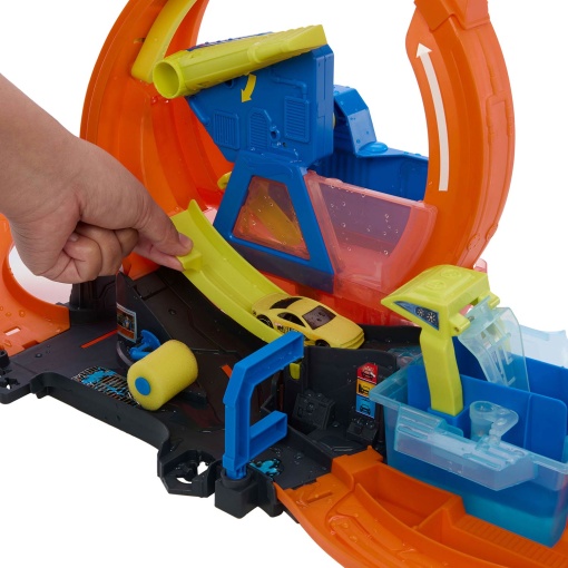 Hot Wheels City pista mega looping de lavagem automática Mattel JHL97