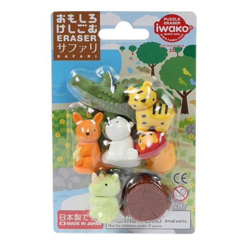 Borracha puzzle Iwako safari (7 unidades)