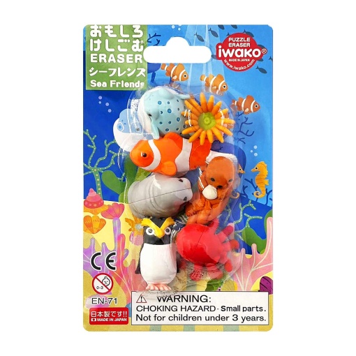 Borracha puzzle Iwako animais marinhos (7 unidades)