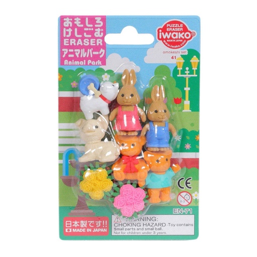 Borracha puzzle Iwako animais do parque (10 unidades)