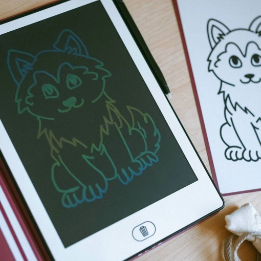 Kidydraw Mini tablet de desenho com ecrã LCD Kidywolf animais domésticos