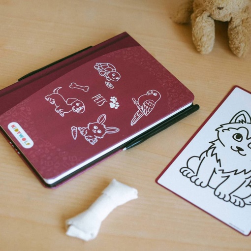 Kidydraw Mini tablet de desenho com ecrã LCD Kidywolf animais domésticos
