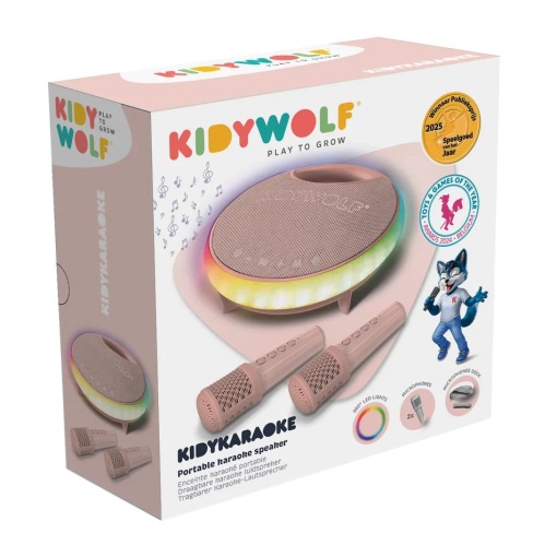 Karaoke com 2 microfones Kidywolf Kidykaraoke rosa