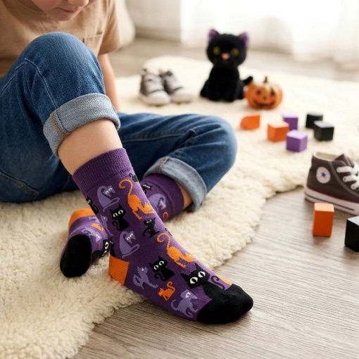 Lovely Story Halloween Magic Cats Socks 24-29