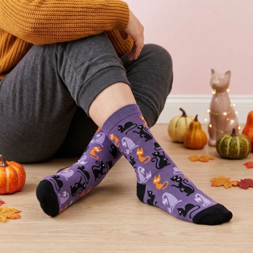 Lovely Story Halloween Magic Cats Socks 36-41