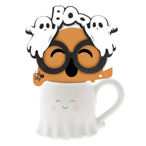 Lovely Story Halloween Ghost Haunted Crew Ceramic Mug and Glasses Set