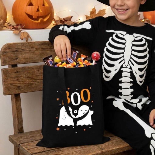 Tote bag Lovely Story Halloween black "Boo"